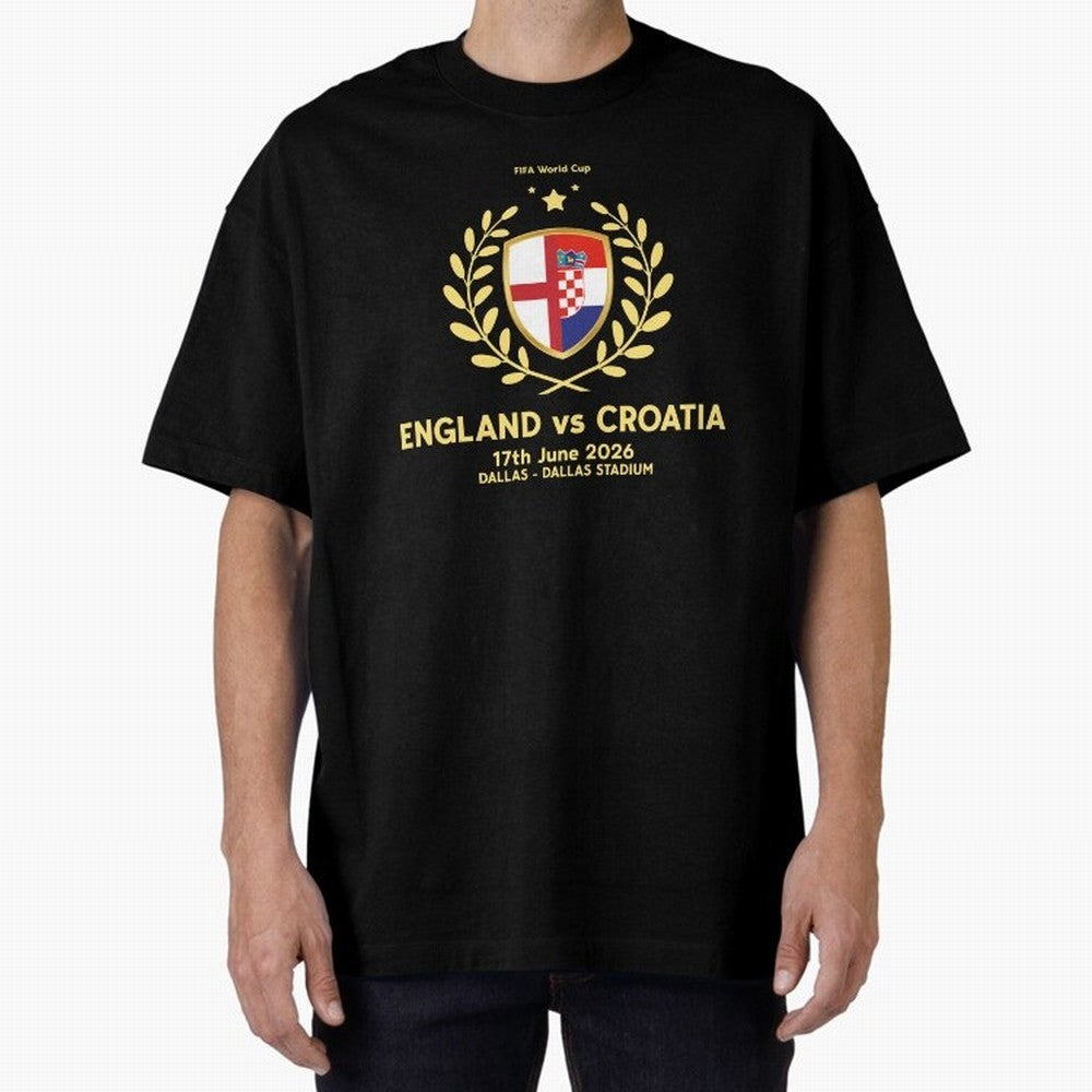 FIFA World Cup - England v Croatia Oversized T-Shirt Mark Match Day Hype around FIFA World Cup 2026 Group Stage, Neymar, Spain and Netherlands, Champion Mindset, Group Stage Buzz, Knockout Tension and Passionate Fan Culture; Perfect for Fans,