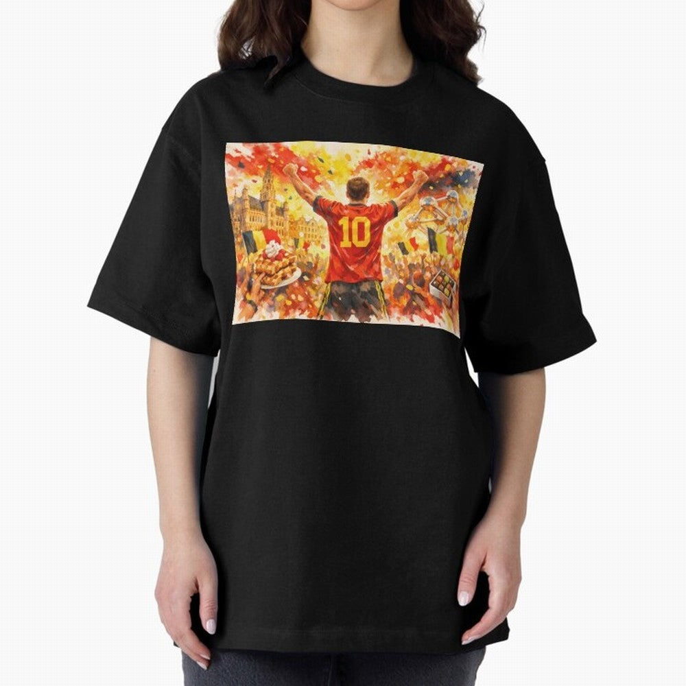 Belgian Celebration with Atomium Belgium Soccer Vibes Oversized T-Shirt Support Match Day Hype around FIFA World Cup 2026 USA Canada Mexico, Messi, France and Portugal, Champion Mindset, Group Stage Buzz, Knockout Tension and Passionate Fan