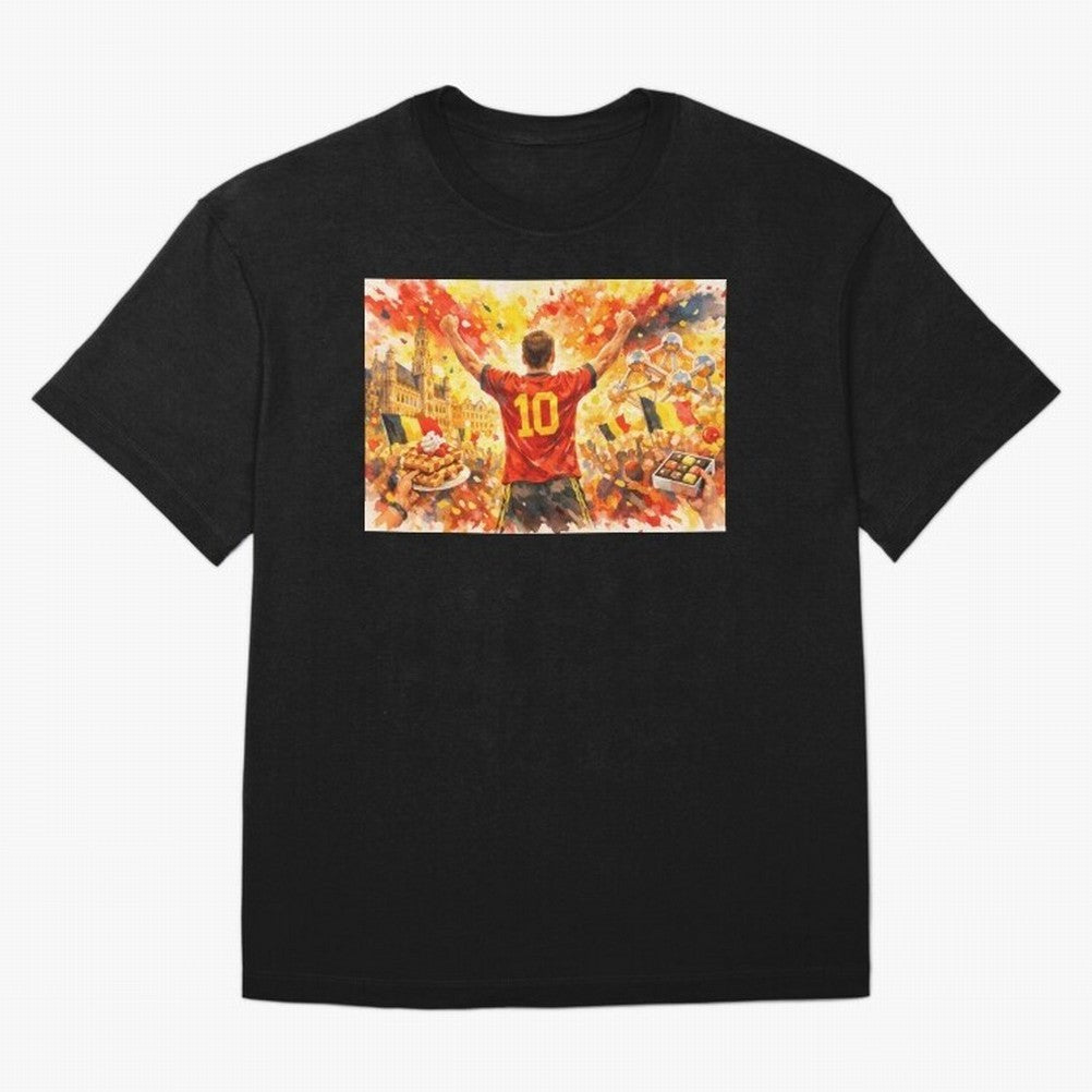 Belgian Celebration with Atomium Belgium Soccer Vibes Oversized T-Shirt Support Match Day Hype around FIFA World Cup 2026 USA Canada Mexico, Messi, France and Portugal, Champion Mindset, Group Stage Buzz, Knockout Tension and Passionate Fan