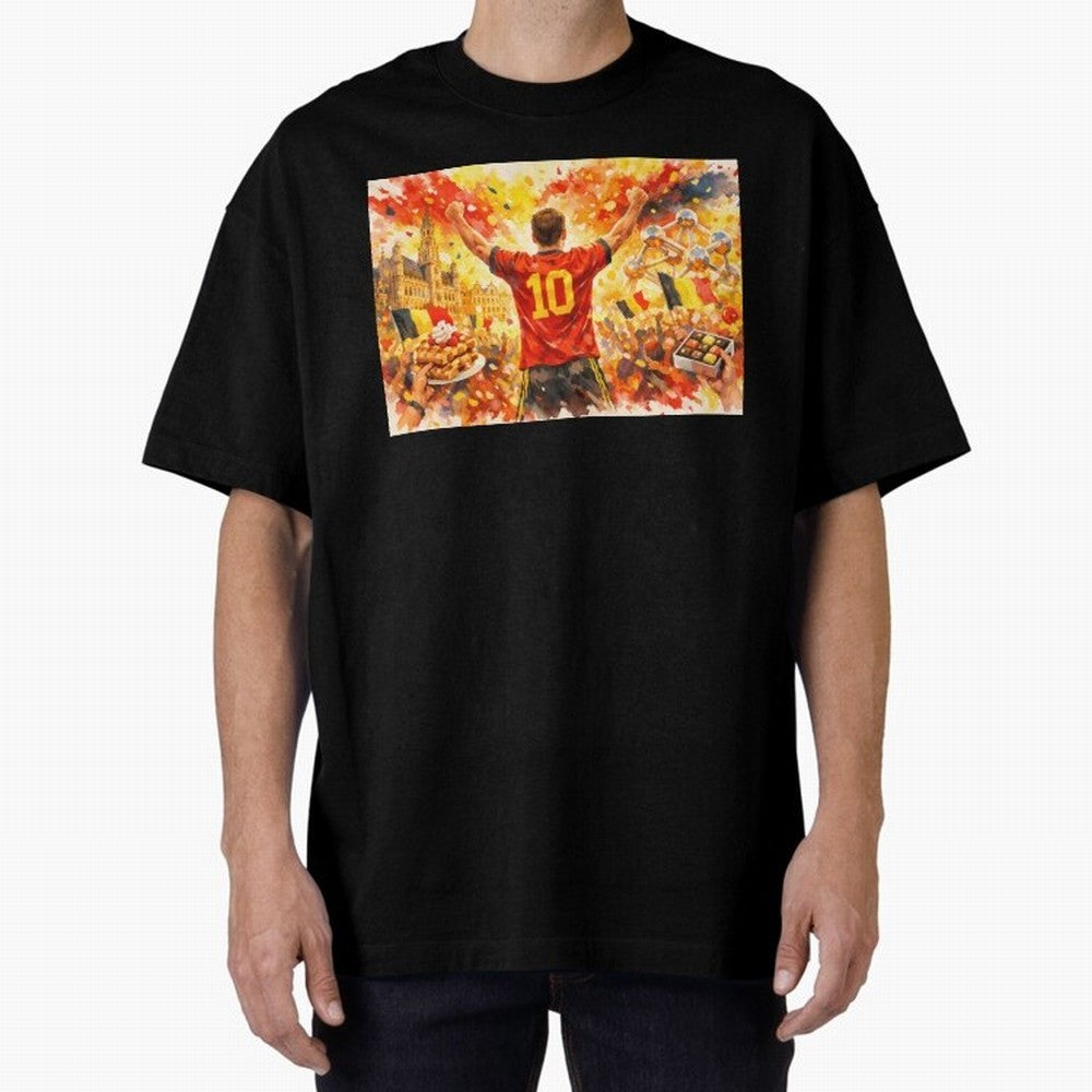 Belgian Celebration with Atomium Belgium Soccer Vibes Oversized T-Shirt Support Match Day Hype around FIFA World Cup 2026 USA Canada Mexico, Messi, France and Portugal, Champion Mindset, Group Stage Buzz, Knockout Tension and Passionate Fan