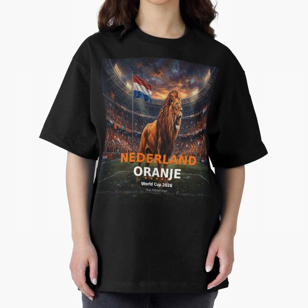 Nederland Oranje - World Cup 2026 Soccer Fan Tee Oversized T-Shirt Celebrate the Magic of the FIFA World Cup 2026 USA Canada Mexico Journey through Mbappe and Neymar Highlights, France and Portugal Pride, Football Passion, Legendary Performances,