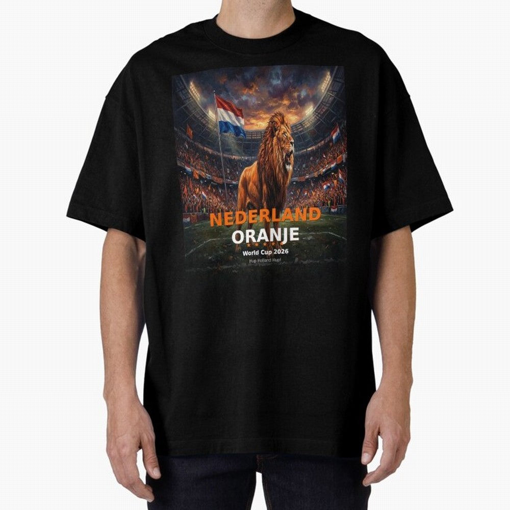 Nederland Oranje - World Cup 2026 Soccer Fan Tee Oversized T-Shirt Celebrate the Magic of the FIFA World Cup 2026 USA Canada Mexico Journey through Mbappe and Neymar Highlights, France and Portugal Pride, Football Passion, Legendary Performances,