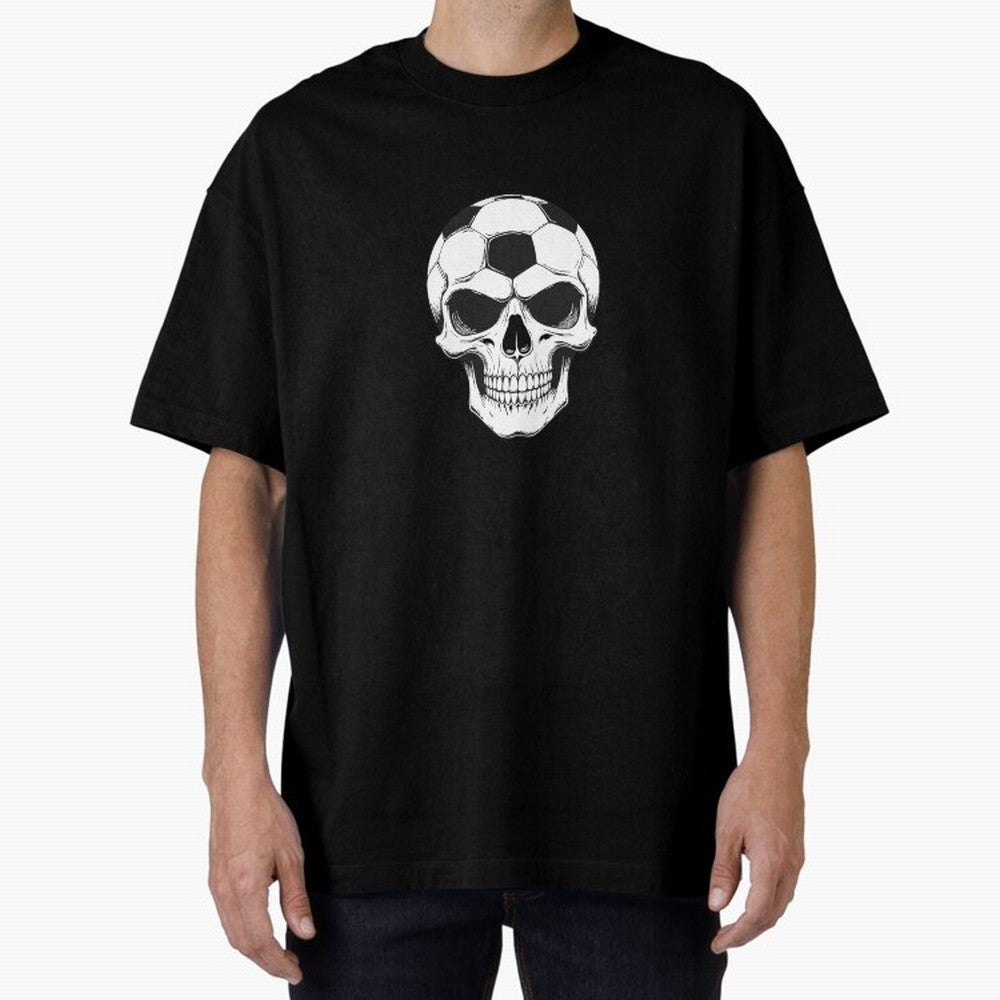Soccer Skull in Goal Net - Dark Soccer Death Goal Oversized T-Shirt Show Up for the Glory of FIFA World Cup 2026 Group Stage Spirit, Celebrating France and Portugal, Messi and Cristiano Ronaldo, Goal Celebration Energy, Supporter Heritage, Football