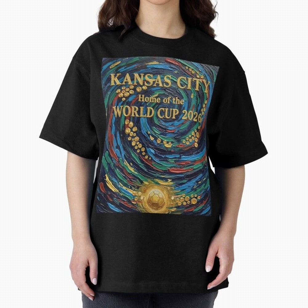 Kansas City Home of the World Cup 2026 Soccer Fan ¡ª Moody Jewel Art Print Oversized T-Shirt Showcase the FIFA World Cup 2026 Group Stage Journey through Neymar, Haaland and Cristiano Ronaldo Highlights, Brazil Pride, Champion Mindset, Group Stage