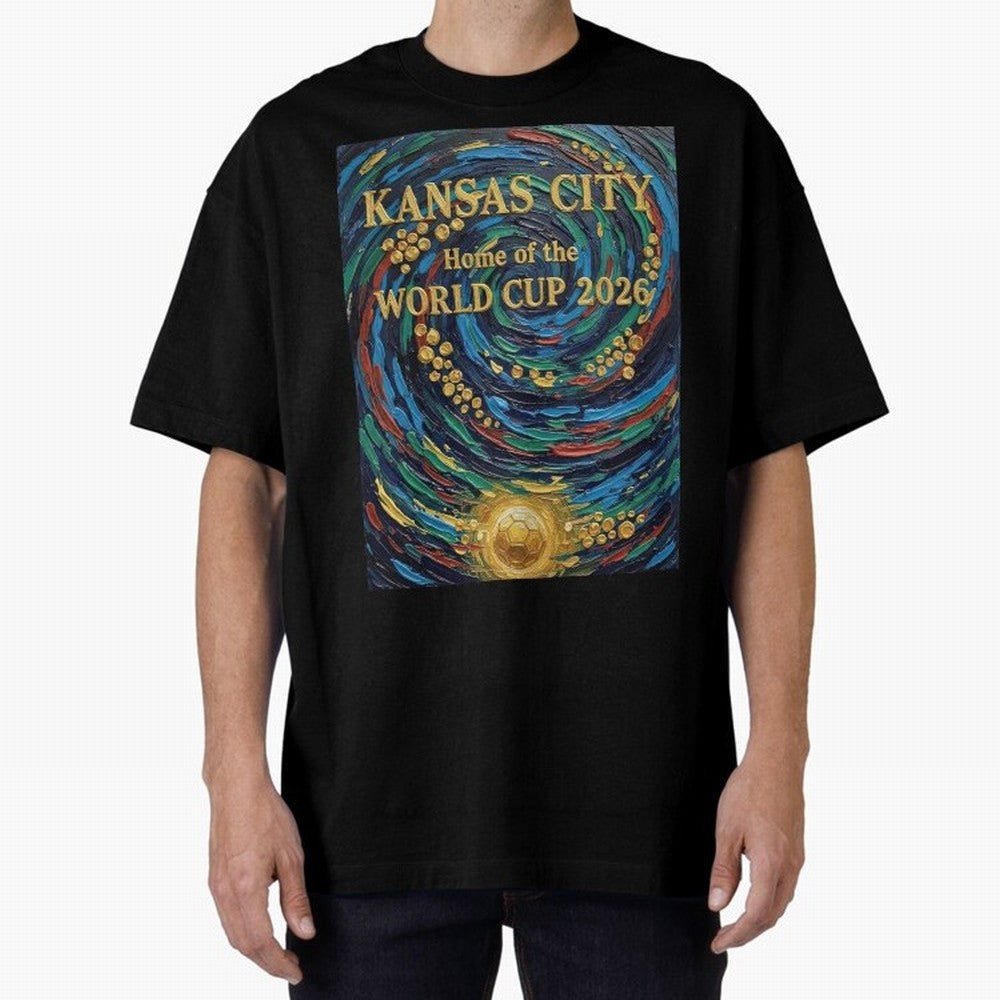 Kansas City Home of the World Cup 2026 Soccer Fan ¡ª Moody Jewel Art Print Oversized T-Shirt Showcase the FIFA World Cup 2026 Group Stage Journey through Neymar, Haaland and Cristiano Ronaldo Highlights, Brazil Pride, Champion Mindset, Group Stage