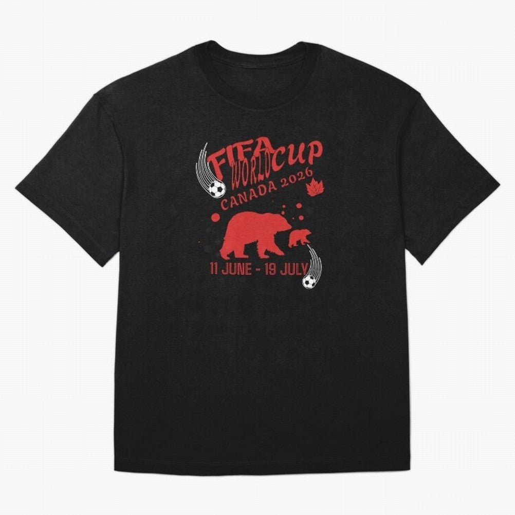 FIFA World Cup Canada 2026 Bear Maple Leaf - Football Canadian Design Oversized T-Shirt Step into FIFA World Cup 2026 Centered on Neymar, Brazil, Portugal and Argentina Energy, Football History, Final Match Energy, Crowd Noise and Once in a