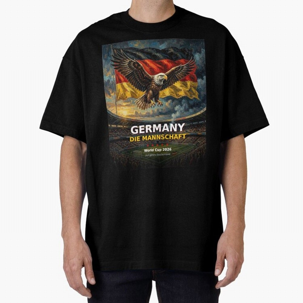 Germany Die Mannschaft - World Cup 2026 Soccer Fan Tee Oversized T-Shirt Refresh Global Football Passion for FIFA World Cup 2026, Highlighting CR7 and Messi, Netherlands, Champion Mindset, Group Stage Buzz, Knockout Tension and Passionate Fan