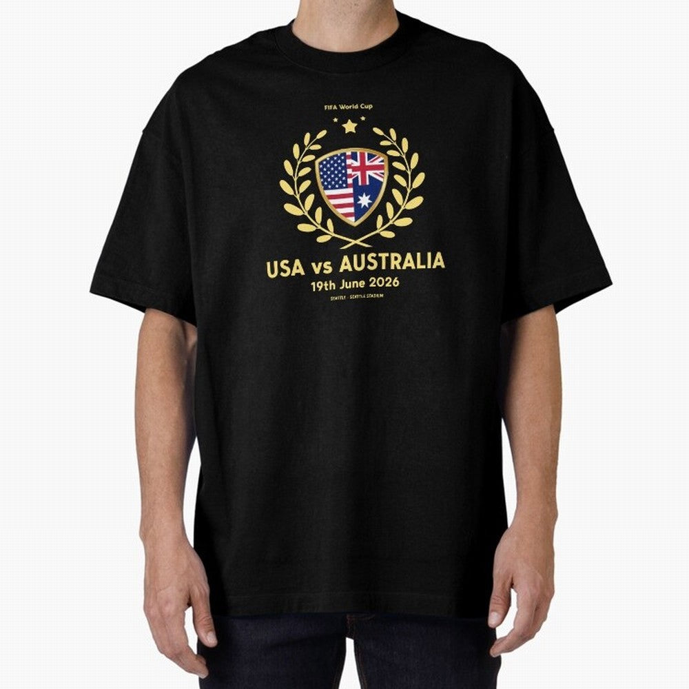 FIFA World Cup - USA v Australia Oversized T-Shirt Keep the Match Day Mood of Match Day Hype around FIFA World Cup 2026 USA Canada Mexico, Neymar, Argentina and Brazil, Classic Soccer Heritage, Championship Pressure, Fan Loyalty and International