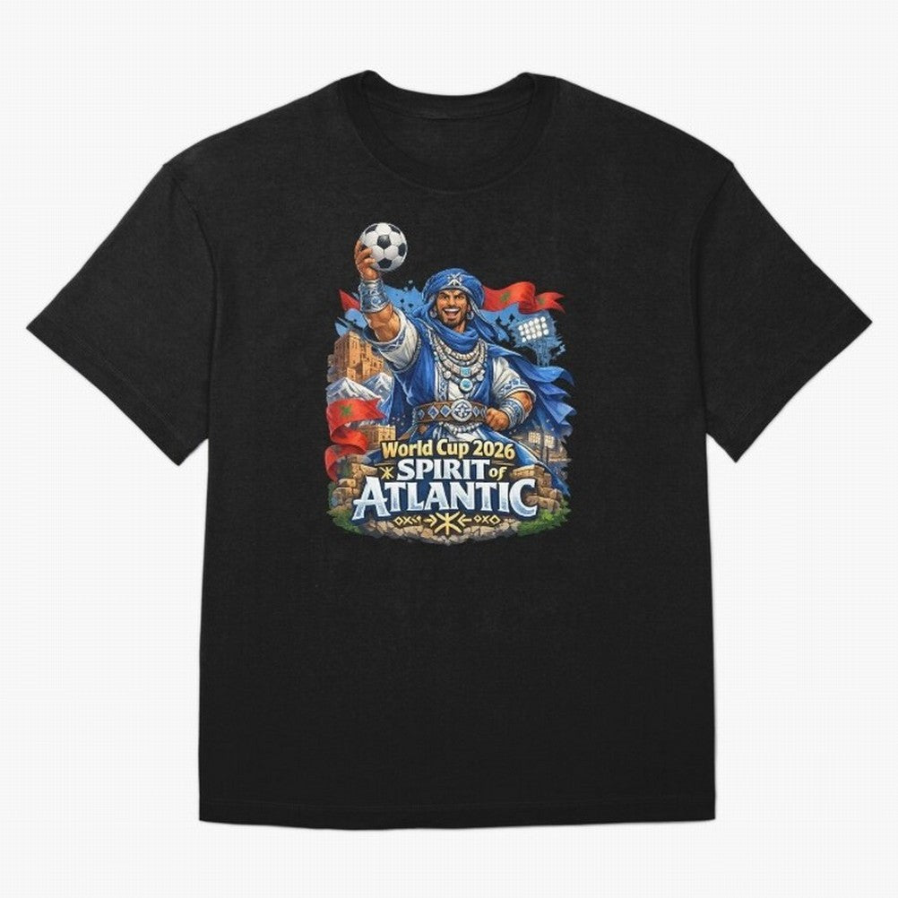 Moroccan World Cup 2026 Spirit of Atlantic Oversized T-Shirt Feel the Heartbeat of FIFA World Cup 2026 USA Canada Mexico Highlighting Messi, CR7 and Mbappe, Germany Energy, Football Festival Excitement, Trophy Ambitions, Country Rivalries and Star