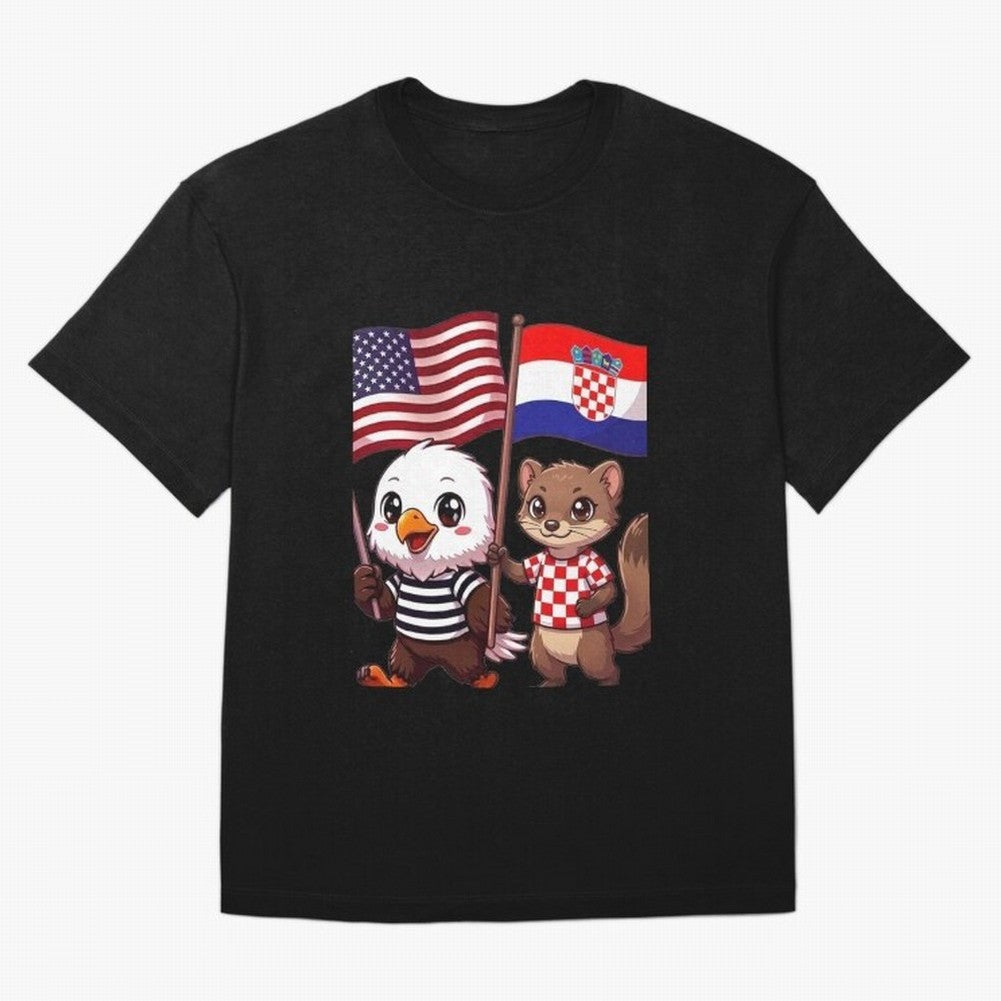 The American eagle and its friend, the Croatian marten Oversized T-Shirt Relive Match Day Hype around FIFA World Cup 2026 USA Canada Mexico, Mbappe and Neymar, Spain, Goal Celebration Energy, Supporter Heritage, Football Icons and Worldwide