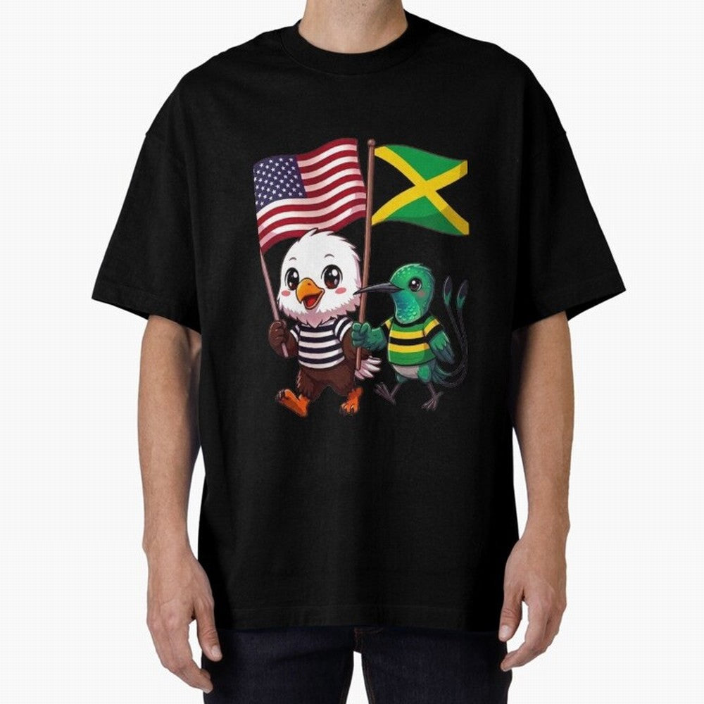 The American eagle and its friend, the Jamaican hummingbird Oversized T-Shirt Join FIFA World Cup 2026 USA Canada Mexico Inspired by Cristiano Ronaldo, France and Portugal Energy, Tournament Hype, Historic Matchups, Family Viewing Parties and