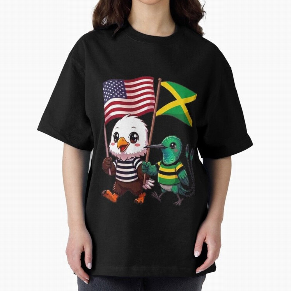 The American eagle and its friend, the Jamaican hummingbird Oversized T-Shirt Join FIFA World Cup 2026 USA Canada Mexico Inspired by Cristiano Ronaldo, France and Portugal Energy, Tournament Hype, Historic Matchups, Family Viewing Parties and
