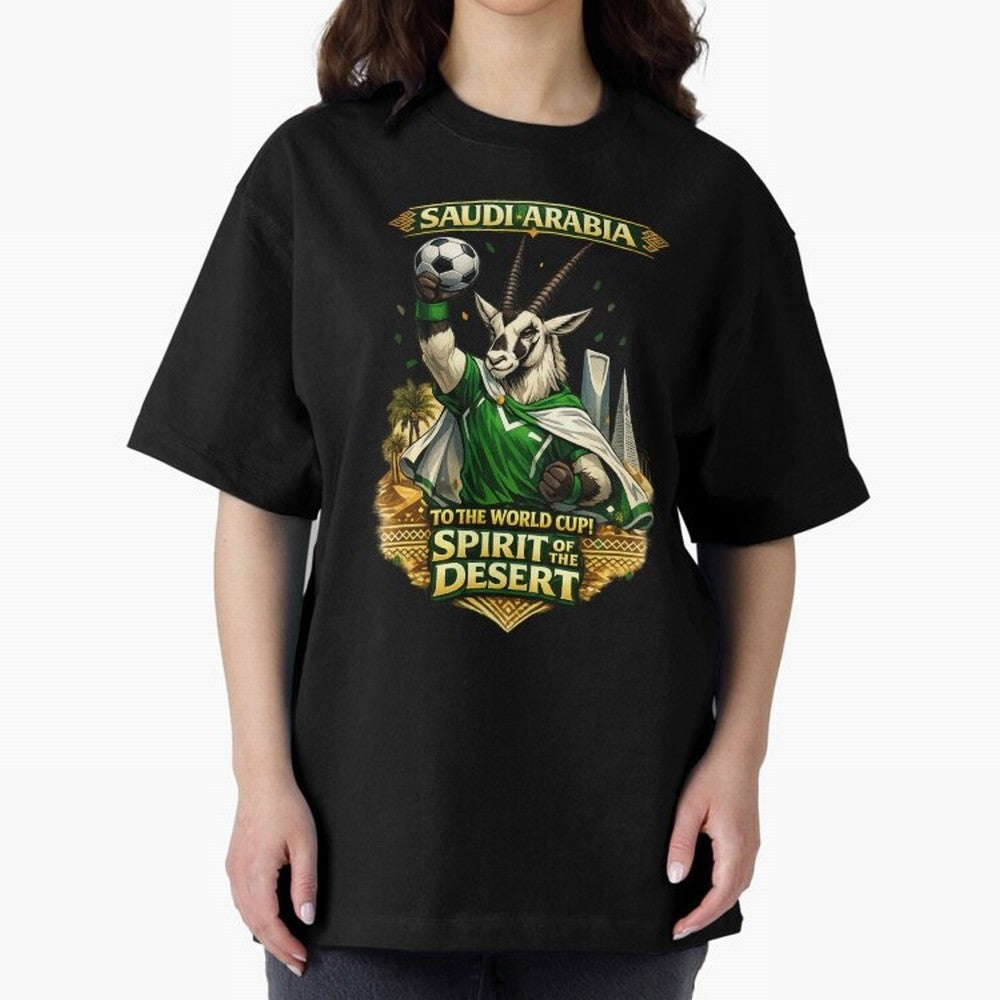 Saudi Arabia World Cup Desert Spirit Oversized T-Shirt Join FIFA World Cup 2026 Built around CR7, Argentina and Brazil Energy, Champion Mindset, Group Stage Buzz, Knockout Tension and Passionate Fan Culture; Great for Supporters Who Love Legendary