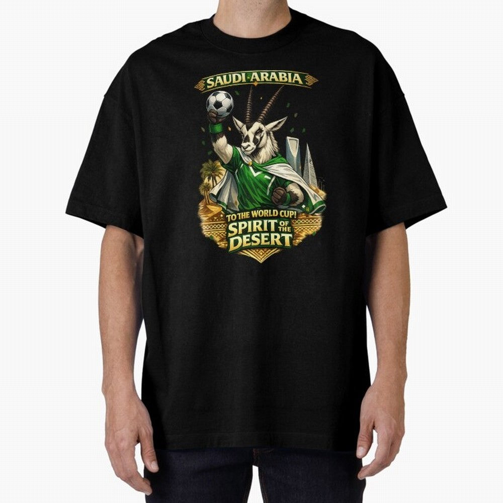 Saudi Arabia World Cup Desert Spirit Oversized T-Shirt Join FIFA World Cup 2026 Built around CR7, Argentina and Brazil Energy, Champion Mindset, Group Stage Buzz, Knockout Tension and Passionate Fan Culture; Great for Supporters Who Love Legendary
