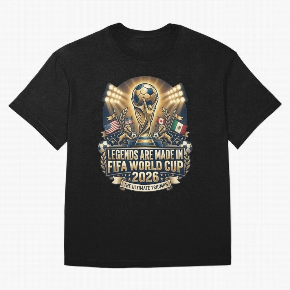 Legendary FIFA World Cup 2026 Football Quote Design For Passionate Soccer Fans Oversized T-Shirt Follow Every Goal of Match Day Hype around FIFA World Cup 2026 Group Stage, Mbappe, Spain, Football Festival Excitement, Trophy Ambitions, Country