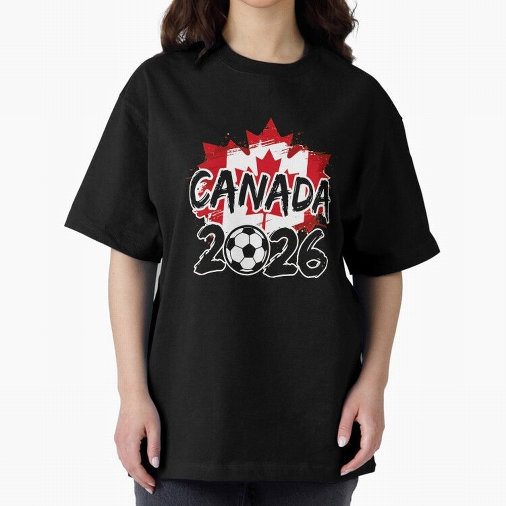 Canada World Cup 2026 Soccer Fan Game Day T-Shirt_86605883 Oversized T-Shirt Feel the Heartbeat of FIFA World Cup 2026 USA Canada Mexico Spirit, with Brazil, Mbappe, Match Day Excitement, Supporter Culture, Golden Goals and Global Football Passion;