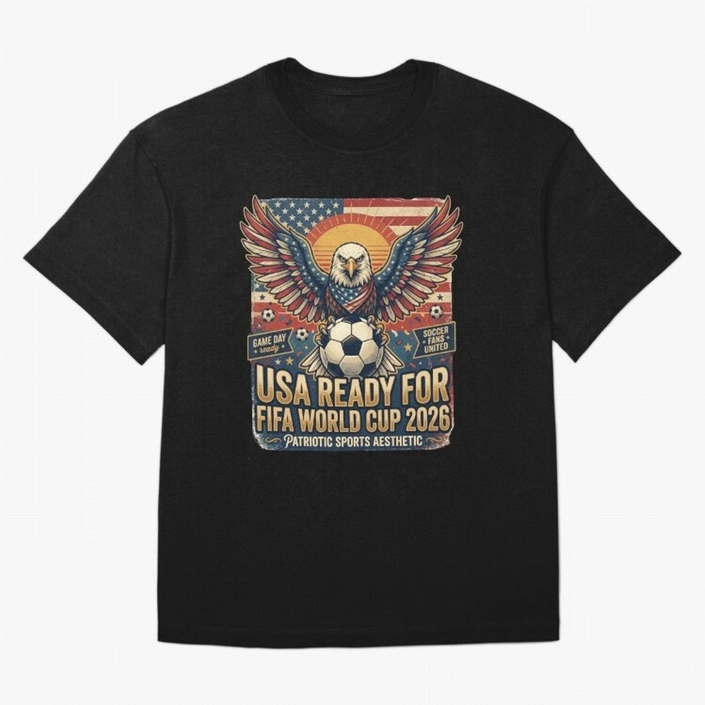 SA FIFA World Cup 2026 Soccer Pride Design For American Football Fans Oversized T-Shirt Bring Trophy Dreams to Global Football Passion for FIFA World Cup 2026, with CR7 and Messi, England, Retro Football Energy, Iconic Rivalries, Trophy Chase Drama