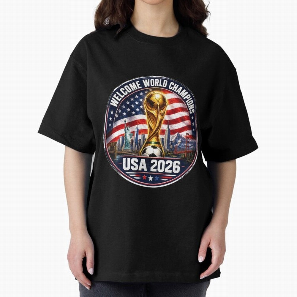 World Cup 2026 Celebration T-Shirt | USA Canada Mexico Soccer Fan Tee Oversized T-Shirt Carry National Pride through the FIFA World Cup 2026 Journey through Messi and Cristiano Ronaldo Highlights, Argentina Pride, Vintage Soccer Flavor, Modern