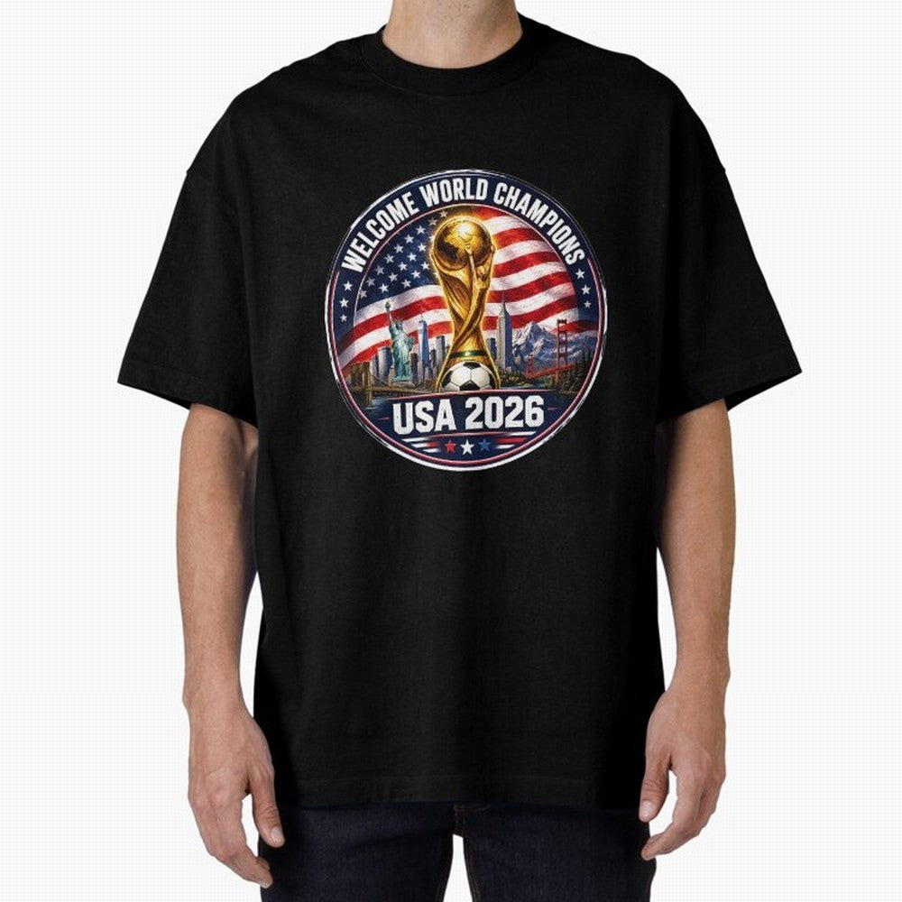 World Cup 2026 Celebration T-Shirt | USA Canada Mexico Soccer Fan Tee Oversized T-Shirt Carry National Pride through the FIFA World Cup 2026 Journey through Messi and Cristiano Ronaldo Highlights, Argentina Pride, Vintage Soccer Flavor, Modern