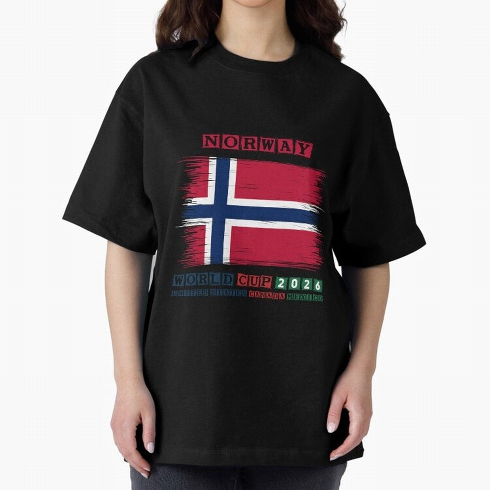 NORWAY WORLD CUP 2026 Oversized T-Shirt Remember Iconic Moments from Match Day Hype around FIFA World Cup 2026 Group Stage, Haaland and Mbappe, England, Supporter Pride, Iconic Celebrations, Legendary Names and Global Match Day Energy; Great for