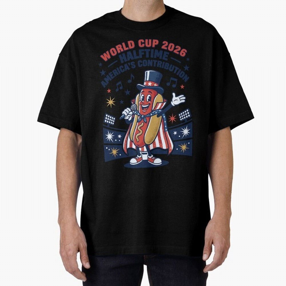 World Cup 2026 Halftime ¡ª America's Contribution V2 Oversized T-Shirt Join the Countdown to FIFA World Cup 2026 USA Canada Mexico for Fans of CR7 and Messi and Portugal, Bringing Championship Spirit, Famous Goals, Roaring Crowds and International