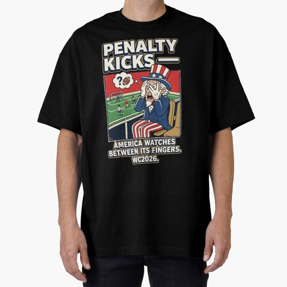 Penalty Kicks ¡ª WC2026 V2 Oversized T-Shirt Show Your Stadium Side during Match Day Hype around FIFA World Cup 2026, Messi, CR7 and Mbappe, England, France and Netherlands, Goal Celebration Energy, Supporter Heritage, Football Icons and Worldwide