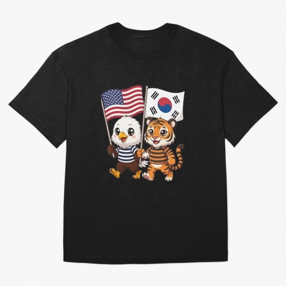 The American eagle and its friend the South Korean tiger Oversized T-Shirt Bring Home FIFA World Cup 2026 Group Stage for Fans of Haaland and Argentina and Brazil, Bringing Sports Nostalgia, International Competition, Famous Players and