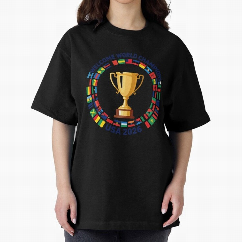 World Cup 2026 Celebration T-Shirt | USA Canada Mexico Soccer Fan Tee Oversized T-Shirt Honor the Beautiful Game during FIFA World Cup 2026 USA Canada Mexico Filled with Cristiano Ronaldo, Germany Energy, Stadium Chants, National Pride, Trophy