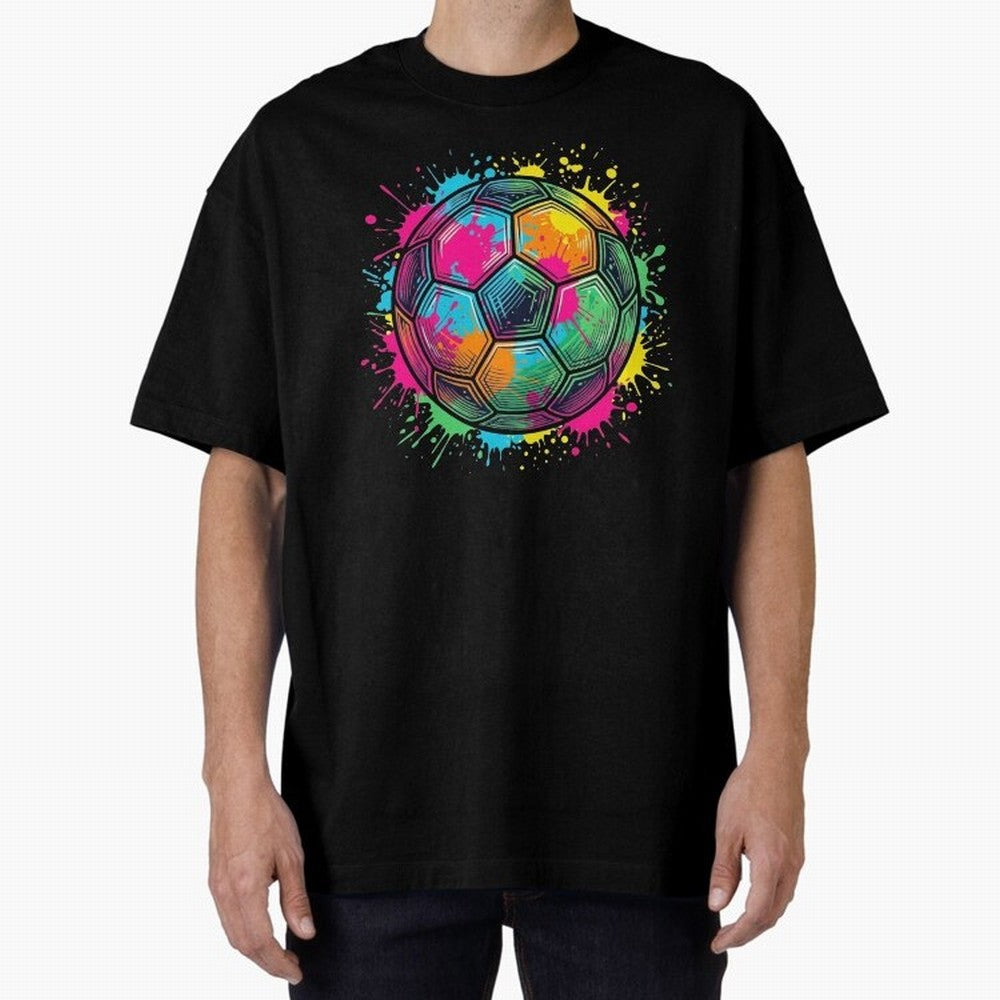 Color Splash Artistic Soccer Ball Design Oversized T-Shirt Bring Bold Fan Energy to FIFA World Cup 2026 Group Stage Spirit, Built around Brazil, Portugal and Argentina, Cristiano Ronaldo, Haaland and CR7, Supporter Pride, Iconic Celebrations,