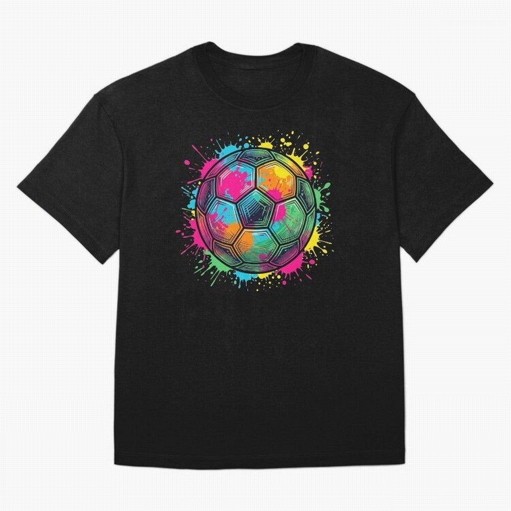 Color Splash Artistic Soccer Ball Design Oversized T-Shirt Bring Bold Fan Energy to FIFA World Cup 2026 Group Stage Spirit, Built around Brazil, Portugal and Argentina, Cristiano Ronaldo, Haaland and CR7, Supporter Pride, Iconic Celebrations,