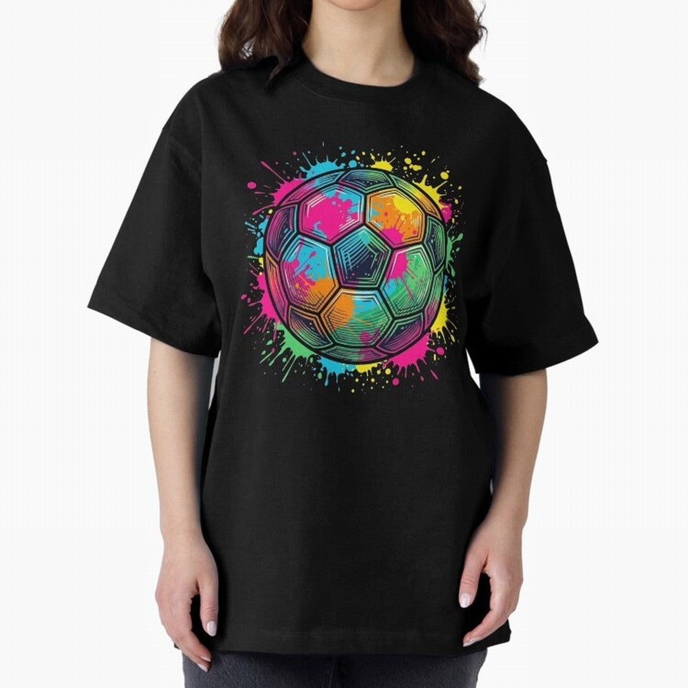 Color Splash Artistic Soccer Ball Design Oversized T-Shirt Bring Bold Fan Energy to FIFA World Cup 2026 Group Stage Spirit, Built around Brazil, Portugal and Argentina, Cristiano Ronaldo, Haaland and CR7, Supporter Pride, Iconic Celebrations,