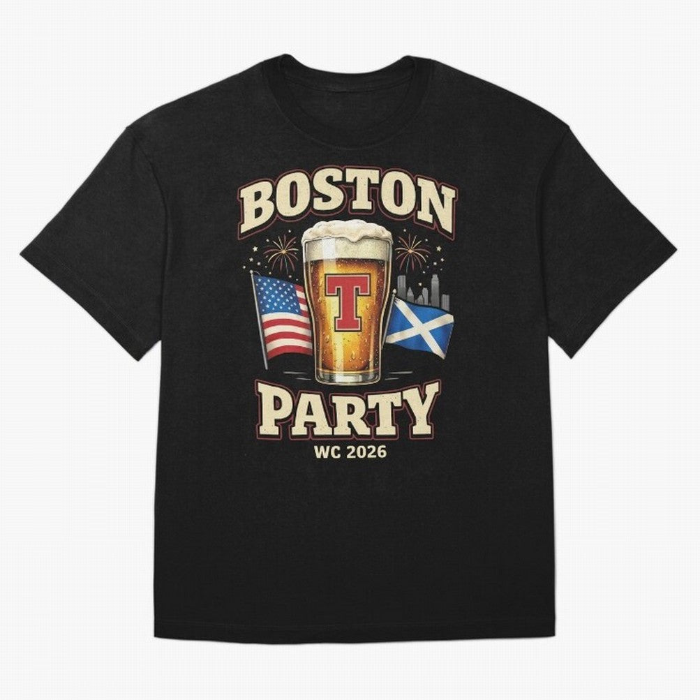 Boston T?Party Scotland Football WC 2026 Oversized T-Shirt Show Support during FIFA World Cup 2026 Spirit, Centered on France, Haaland and Mbappe, Stadium Memories, Football Loyalty, International Chants and Championship Tradition; Ideal for