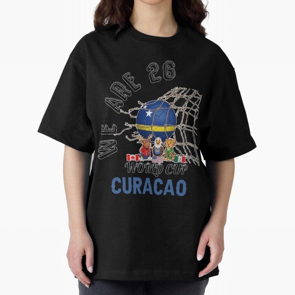 World cup 26 - Curacao Oversized T-Shirt Celebrate Unforgettable Nights in Match Day Hype around FIFA World Cup 2026 Group Stage, Haaland, Spain, Global Supporter Spirit, Legendary Goals, National Colors and Tournament Celebration; Perfect for