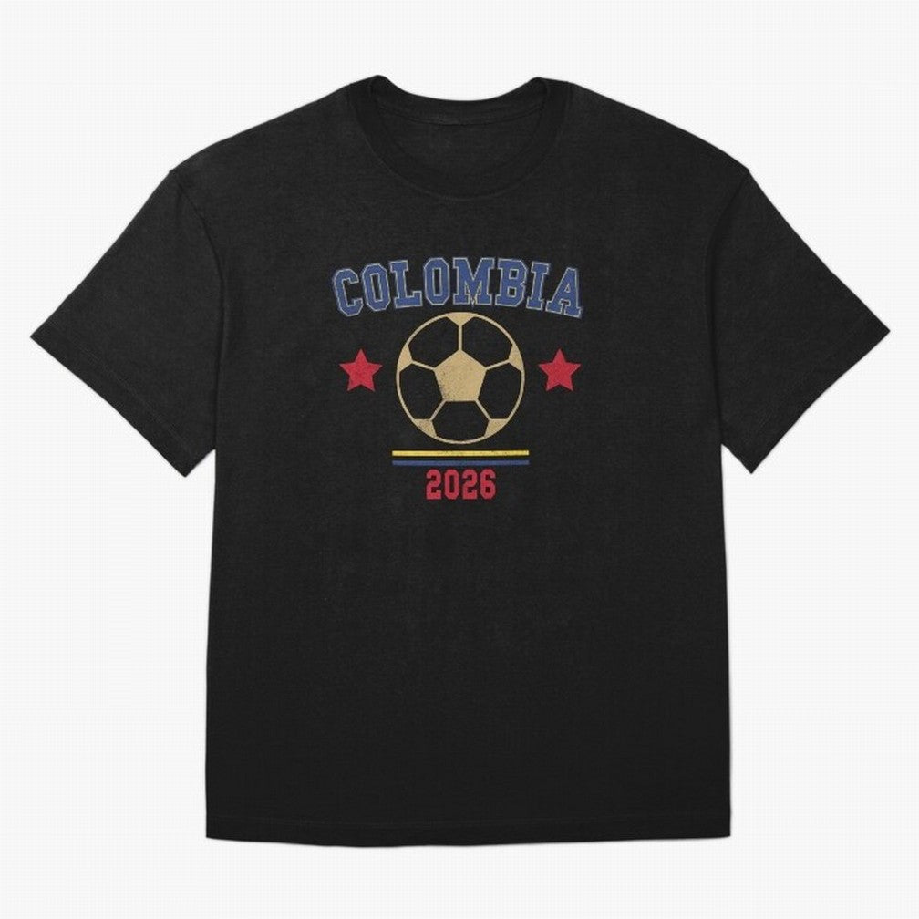 Colombia ¡ª Vintage Soccer Tee Oversized T-Shirt Feel the Roar of Global Football Passion for FIFA World Cup 2026, with Neymar, Haaland and Cristiano Ronaldo, Spain, Championship Spirit, Famous Goals, Roaring Crowds and International Football