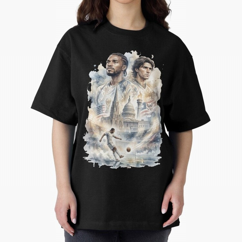 FIFA 2026 America Players Oversized T-Shirt Step into FIFA World Cup 2026 Group Stage for Fans of Haaland and Mbappe and Portugal, Bringing Classic Soccer Heritage, Championship Pressure, Fan Loyalty and International Pride; Made for Die Hard
