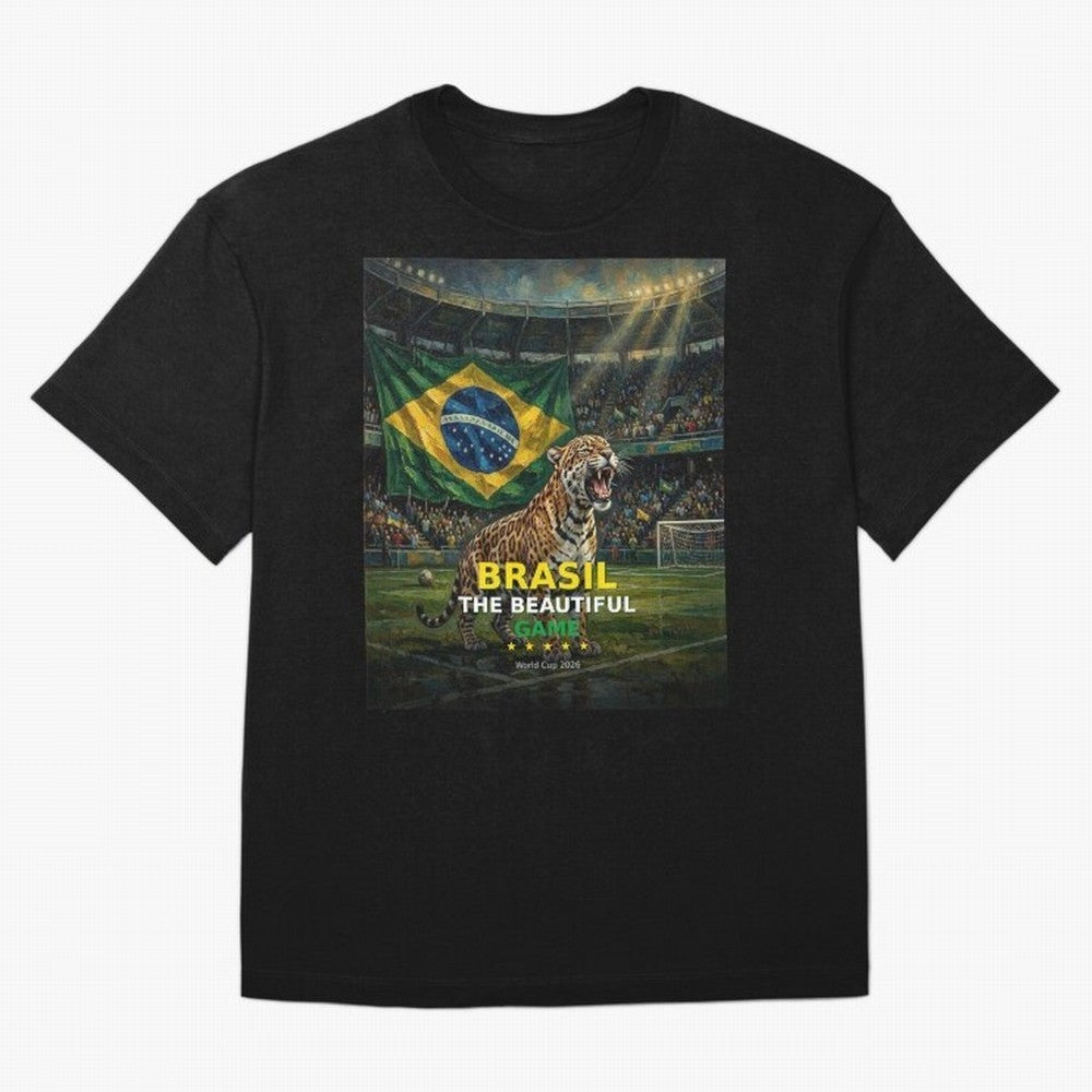 Brasil The Beautiful Game - World Cup 2026 Soccer Fan Tee Oversized T-Shirt Make Your Look Match the FIFA World Cup 2026 USA Canada Mexico Journey through CR7 Highlights, England and Germany Pride, Sports Nostalgia, International Competition,