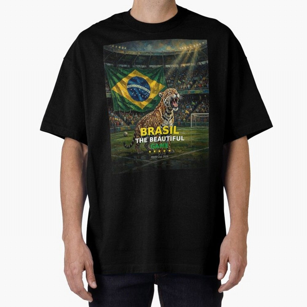 Brasil The Beautiful Game - World Cup 2026 Soccer Fan Tee Oversized T-Shirt Make Your Look Match the FIFA World Cup 2026 USA Canada Mexico Journey through CR7 Highlights, England and Germany Pride, Sports Nostalgia, International Competition,