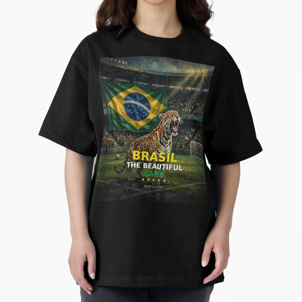 Brasil The Beautiful Game - World Cup 2026 Soccer Fan Tee Oversized T-Shirt Make Your Look Match the FIFA World Cup 2026 USA Canada Mexico Journey through CR7 Highlights, England and Germany Pride, Sports Nostalgia, International Competition,