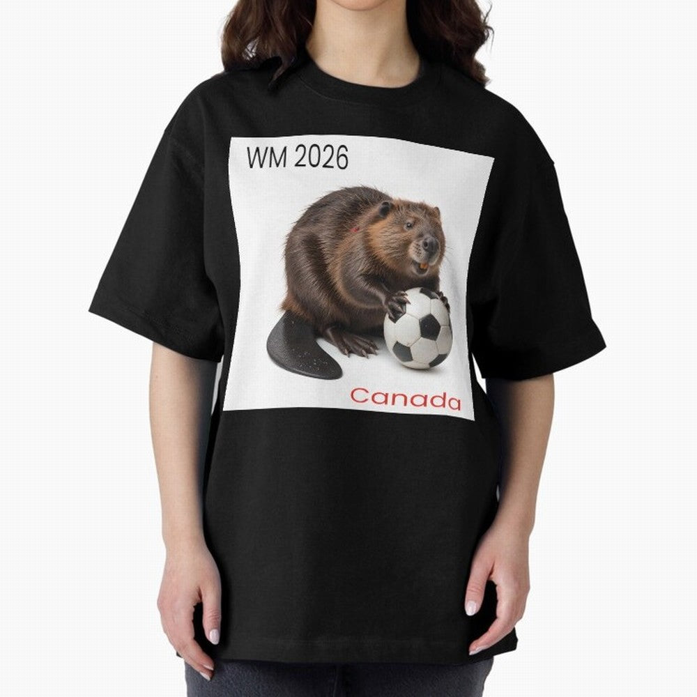 Canadian beaver invites you to World Cup 2026 in USA, Canada and Mexico Oversized T-Shirt Feel the Heartbeat of FIFA World Cup 2026 USA Canada Mexico Celebrating Messi, Neymar and Mbappe, Portugal Energy, Fan Favorite Moments, National Team