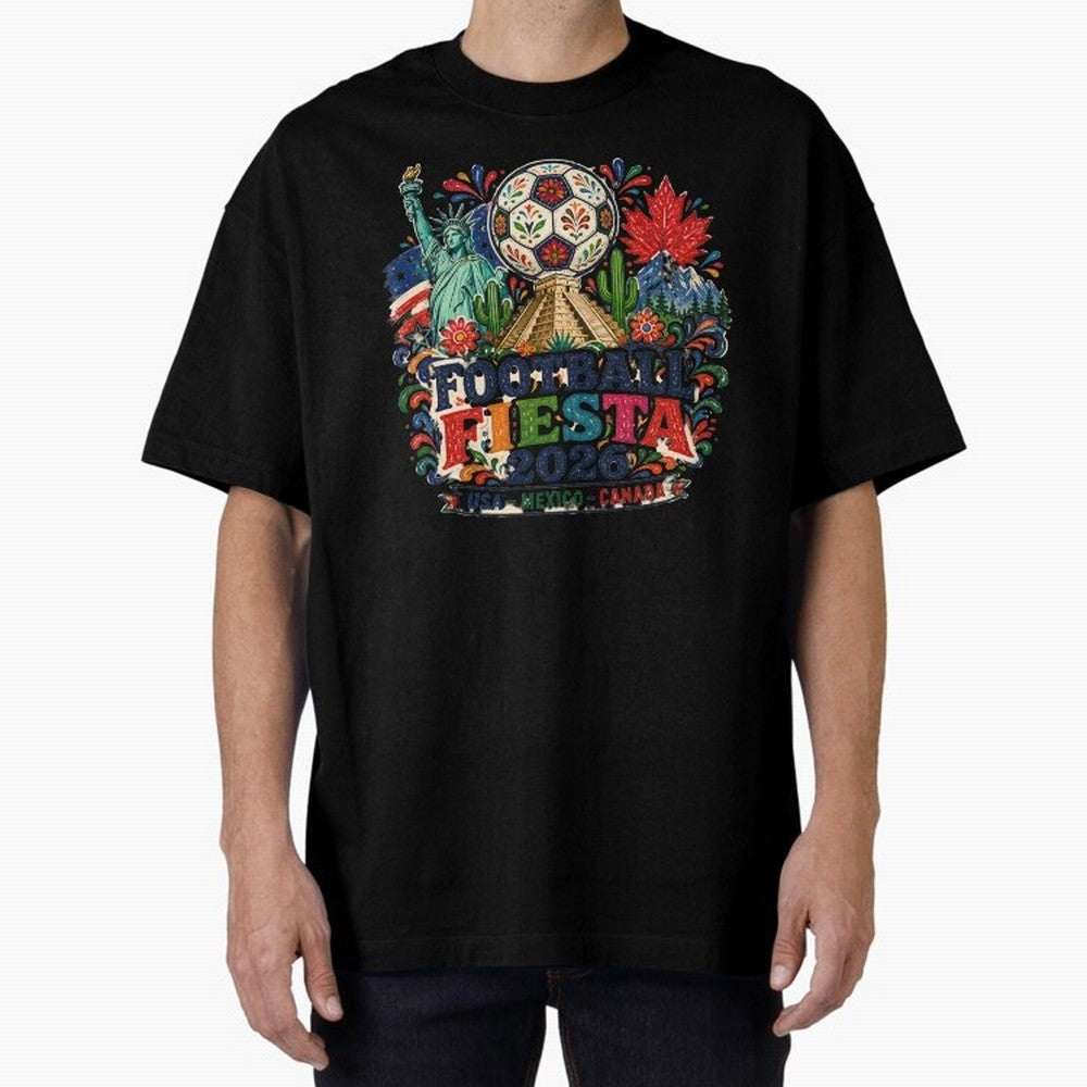 Football Fiesta 2026 Soccer Celebration Art Oversized T-Shirt Make Memories around FIFA World Cup 2026 for Fans of Messi, Neymar and Mbappe and Argentina and Brazil, Bringing Football Passion, Legendary Performances, Festival Vibes and Supporter