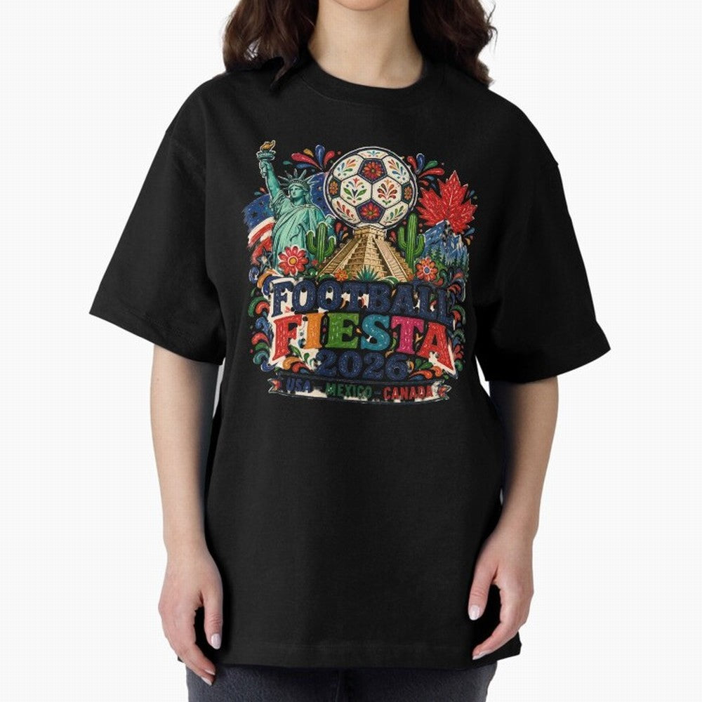 Football Fiesta 2026 Soccer Celebration Art Oversized T-Shirt Make Memories around FIFA World Cup 2026 for Fans of Messi, Neymar and Mbappe and Argentina and Brazil, Bringing Football Passion, Legendary Performances, Festival Vibes and Supporter