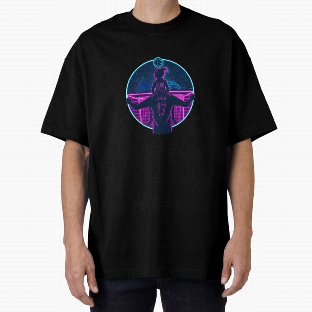 Retro Soccer Fatherhood Art Oversized T-Shirt Feel the Roar of FIFA World Cup 2026 Group Stage Highlighting Mbappe and Neymar, Argentina Energy, Championship Spirit, Famous Goals, Roaring Crowds and International Football Unity; Perfect for People