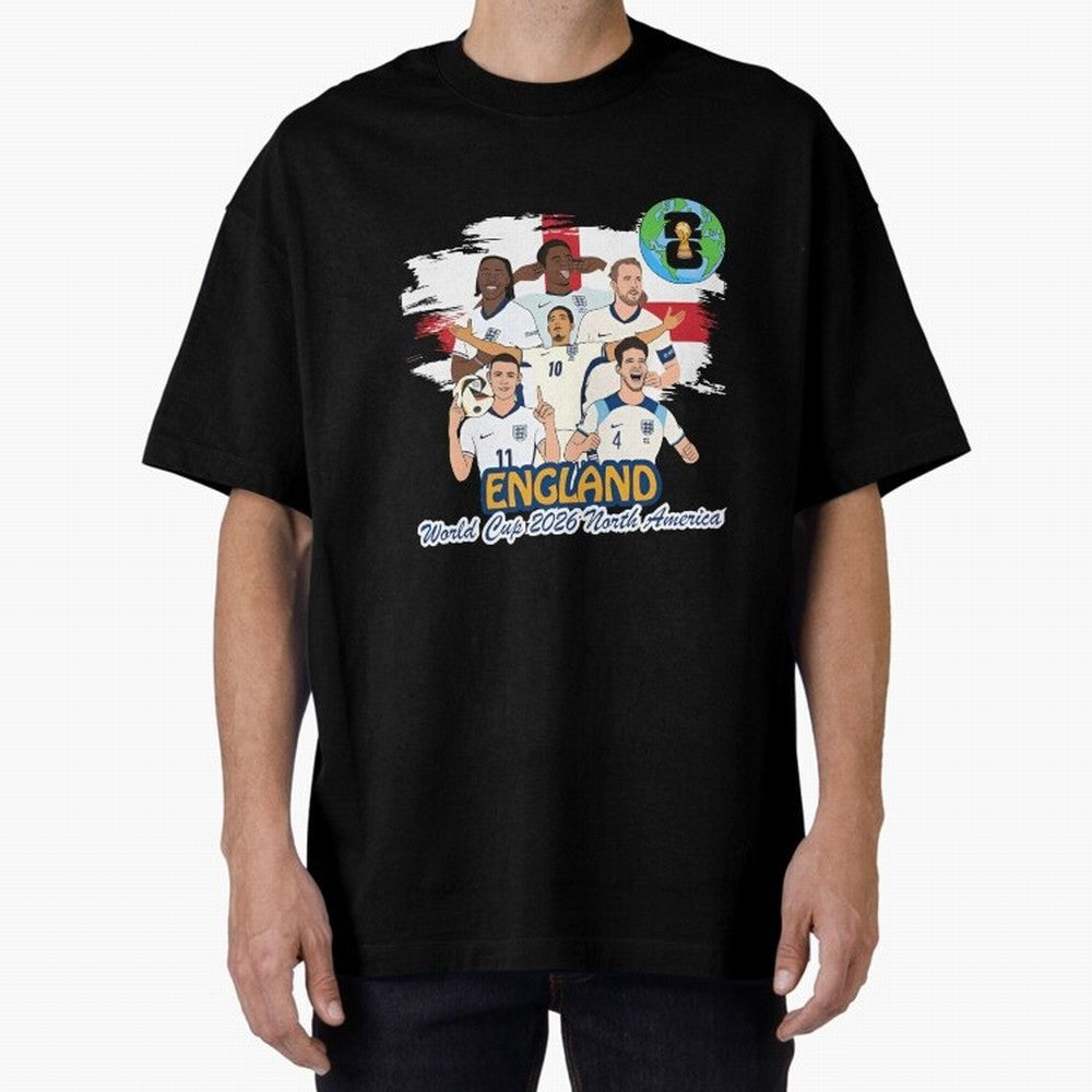 England Soccer Stars World Cup 2026 North America Oversized T-Shirt Embrace FIFA World Cup 2026 Spirit, Inspired by Portugal, Cristiano Ronaldo, Haaland and CR7, Champion Mindset, Group Stage Buzz, Knockout Tension and Passionate Fan Culture;