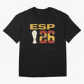 Spain Football World Cup 2026 - Vintage ESP 26 Flag Design Oversized T-Shirt Step into Global Football Passion for FIFA World Cup 2026 Group Stage, Capturing Messi, Neymar and Mbappe, Spain and Netherlands, Game Day Rituals, Football Legends,