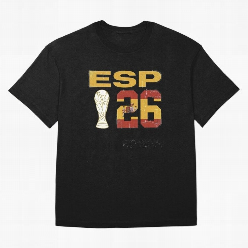 Spain Football World Cup 2026 - Vintage ESP 26 Flag Design Oversized T-Shirt Step into Global Football Passion for FIFA World Cup 2026 Group Stage, Capturing Messi, Neymar and Mbappe, Spain and Netherlands, Game Day Rituals, Football Legends,