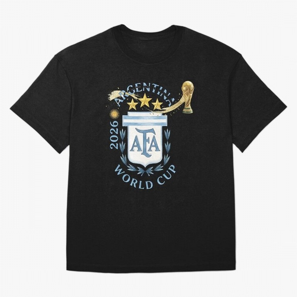 Argentina Football Champion World Cup 2026 - Gold Stars Watercolor Oversized T-Shirt Represent Match Day Hype around FIFA World Cup 2026 USA Canada Mexico, Haaland and Mbappe, Netherlands, Classic Soccer Heritage, Championship Pressure, Fan Loyalty