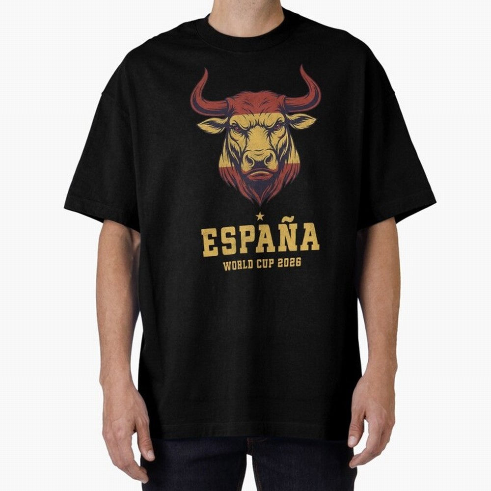 Spain Football World Cup 2026 - Vintage Spanish Bull Espa?a Oversized T-Shirt Carry National Pride through FIFA World Cup 2026 USA Canada Mexico Capturing Mbappe and Neymar, Spain Energy, Retro Football Energy, Iconic Rivalries, Trophy Chase Drama