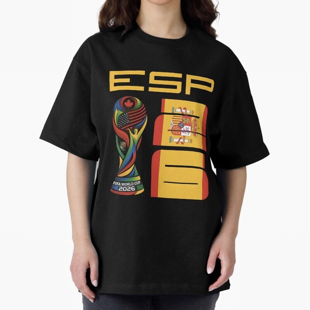 Spain Soccer World Cup 2026 Fan Art - ESP La Roja Oversized T-Shirt Show Support during Match Day Hype around FIFA World Cup 2026 USA Canada Mexico, Messi and Cristiano Ronaldo, Argentina, Soccer Culture, Superstar Moments, National Team Dreams and