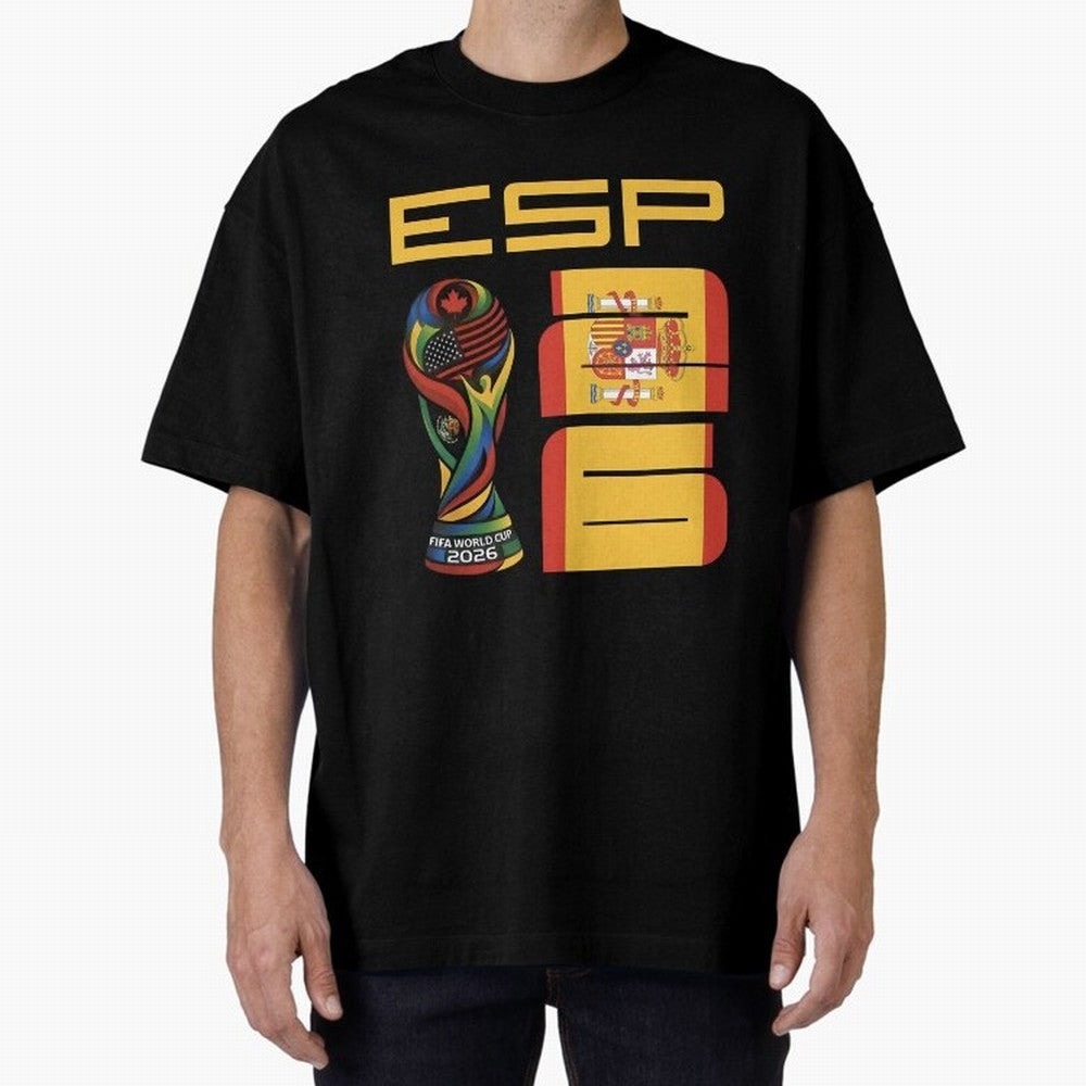 Spain Soccer World Cup 2026 Fan Art - ESP La Roja Oversized T-Shirt Show Support during Match Day Hype around FIFA World Cup 2026 USA Canada Mexico, Messi and Cristiano Ronaldo, Argentina, Soccer Culture, Superstar Moments, National Team Dreams and