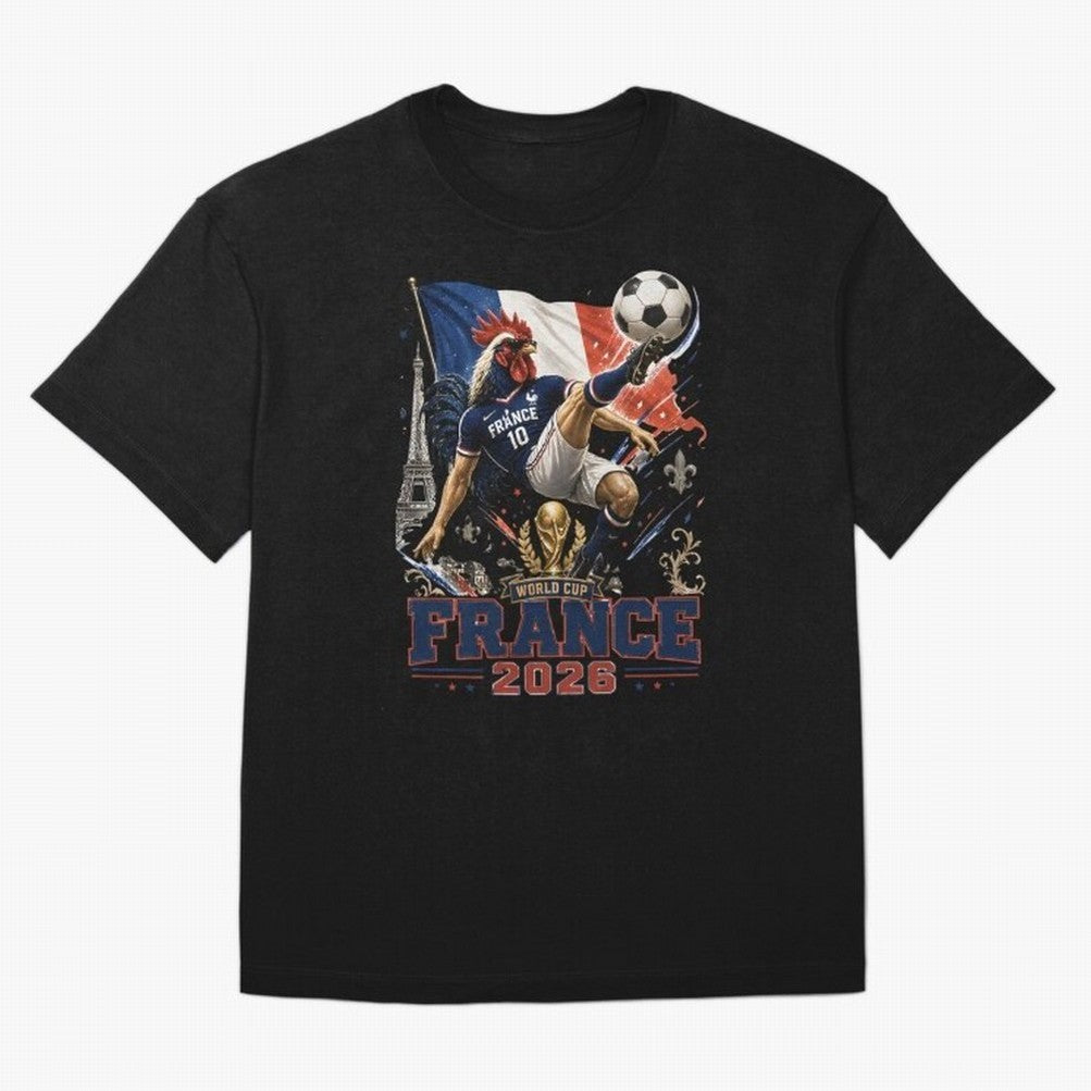France Football World Cup 2026 Retro Rooster Kick - Les Bleus Oversized T-Shirt Follow the Road to Match Day Hype around FIFA World Cup 2026, CR7, France and Portugal, Fan Favorite Moments, National Team Passion, Big Match Drama and Soccer History;